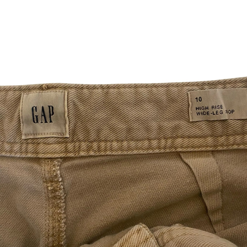 Gap High Rise Wide Leg Crop Khaki Pants Women Size 10 Cotton Twill - Picture 3 of 15
